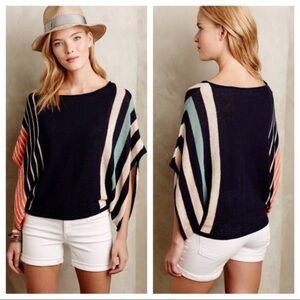 Moth Navy Boatneck Pullover with Cream, Mint and Coral Stripes